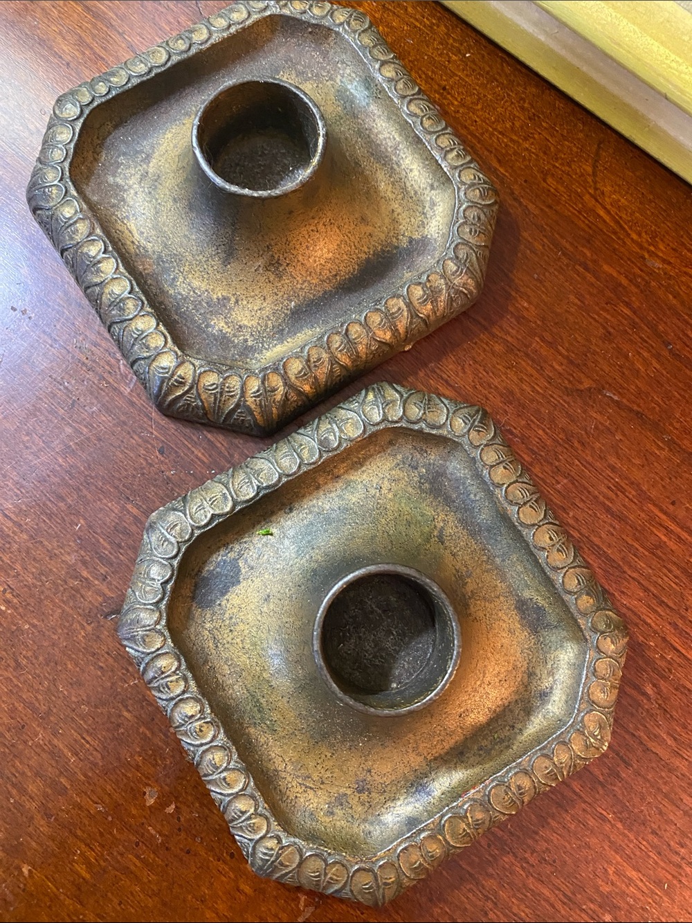 Vintage metal candle holder bases or bobeches